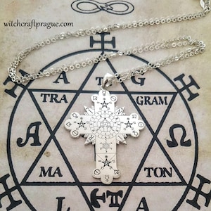 Golden dawn rose cross necklace
