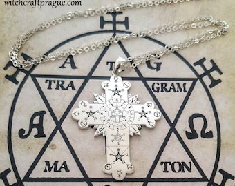 Golden dawn rose cross necklace