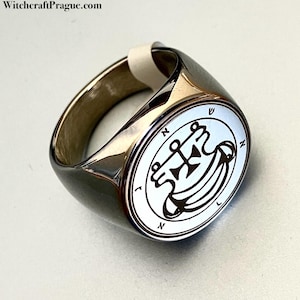 Witchcraft Agares sigil ring, Goetia amulet, seal of Solomon talisman jewelry