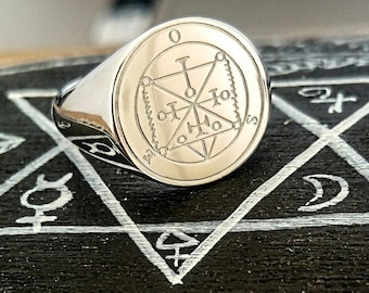Goetia Ose sigil ring, Witchcraft Demon talisman, Seal of Solomon wisdom amulet