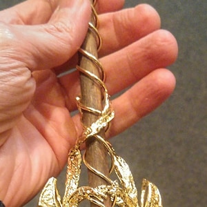 Witchcraft magic wand hadmade gold plated