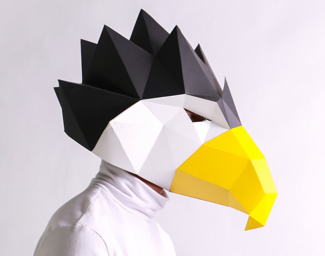 Bald eagle paper mask PDF template Low Poly Model Mask | Etsy