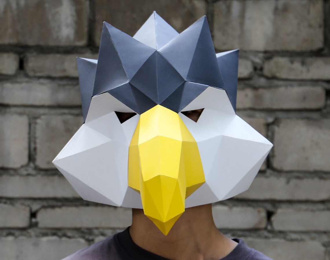 Bald eagle paper mask PDF template Low Poly Model Mask | Etsy