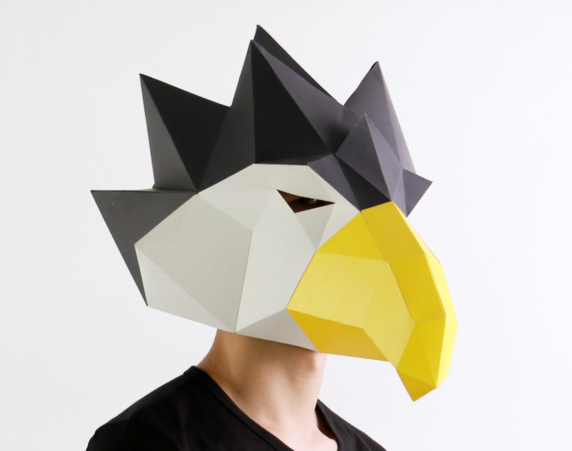 Bald eagle paper mask PDF template Low Poly Model Mask | Etsy