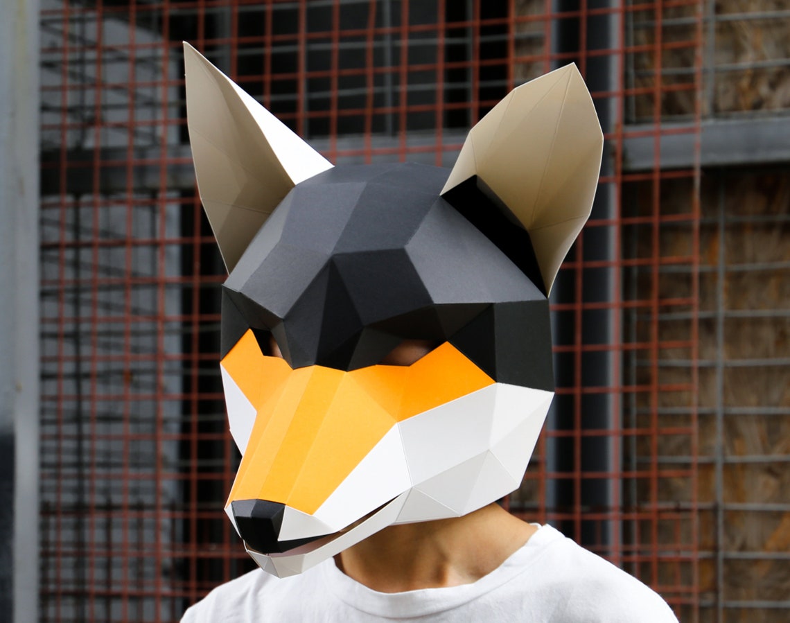 Fox Mask Instant Pdf download Printable Template Papercraft Etsy