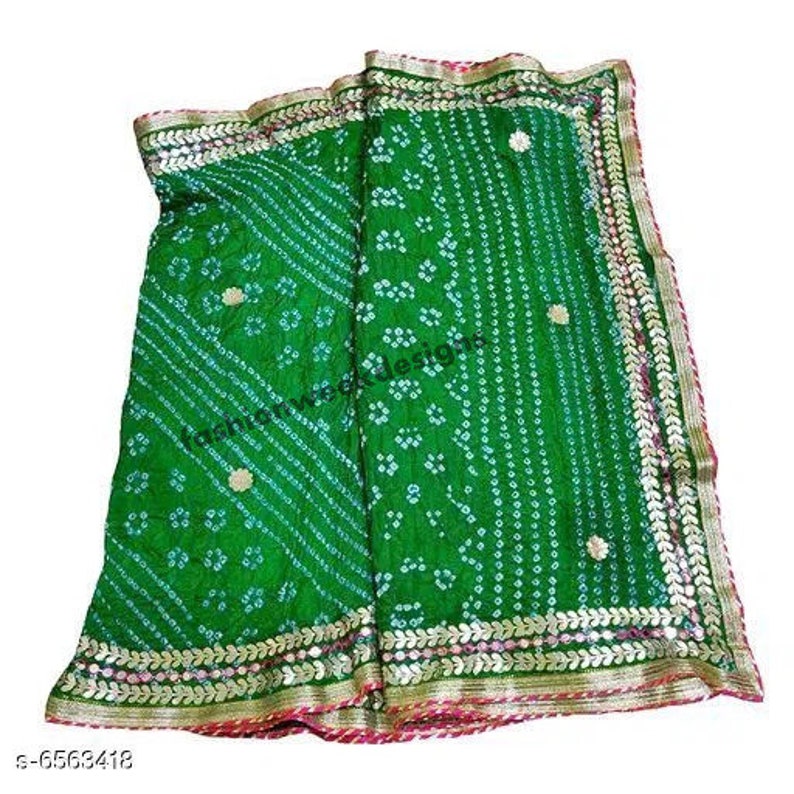 Indian Rajasthani jaipuri bandhej bandhani Traditional Saree with Gotapetti Border with blouse bridal wedding women saree