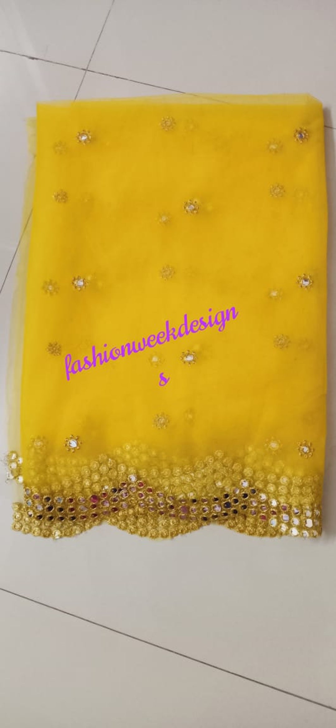 Mirror Work Net Dupatta Golden Lace Bridal Dupatta Light - Etsy