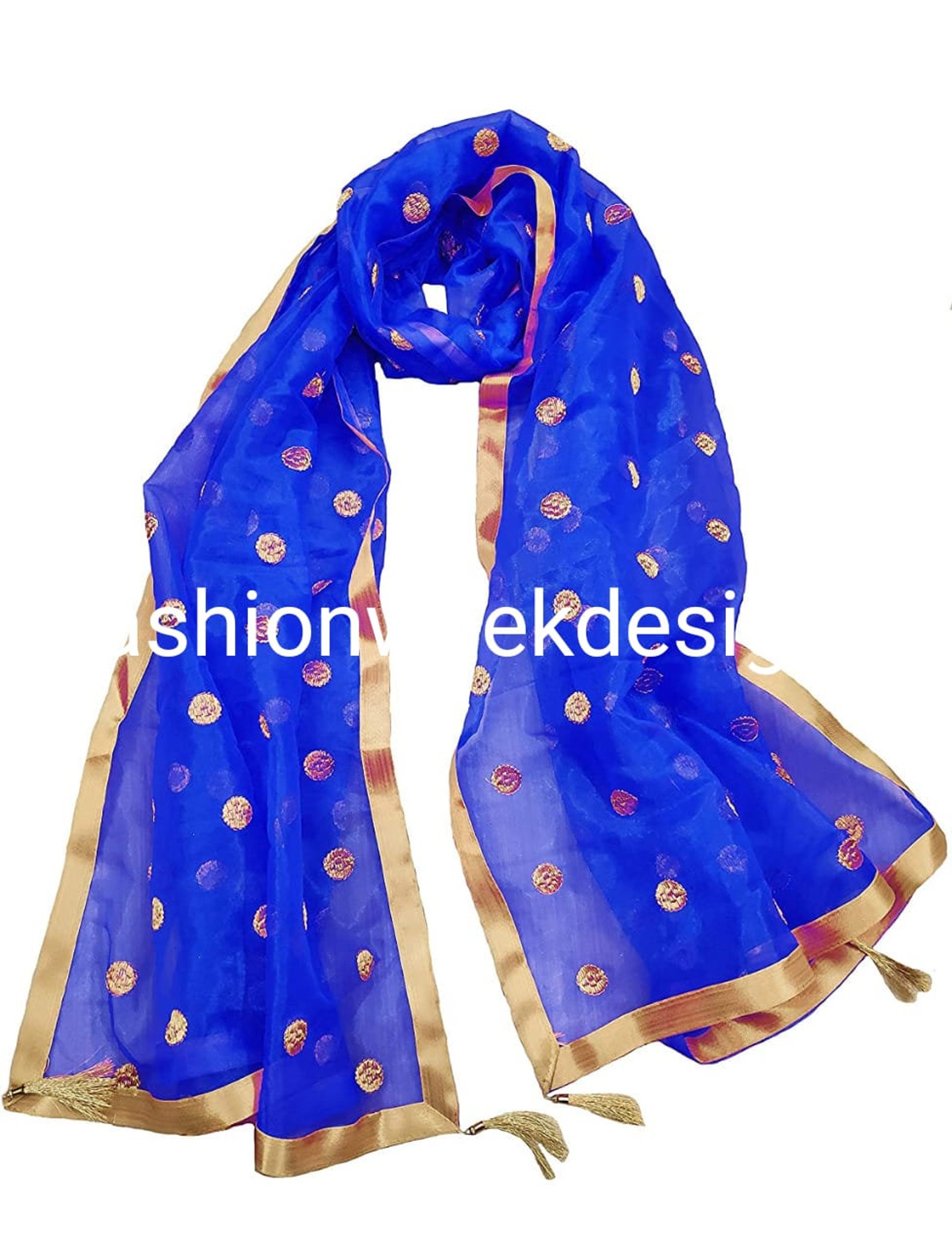 Net Lime Yellow Embroidered Dupatta with Pink and Gold Work main image 1