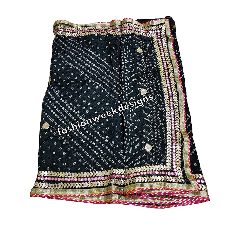 Indian Rajasthani jaipuri bandhej bandhani Traditional Saree with Gotapetti Border with blouse bridal wedding women saree