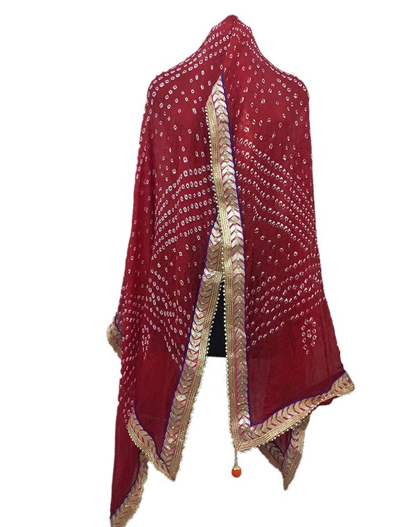 bandhani dupatta with border
