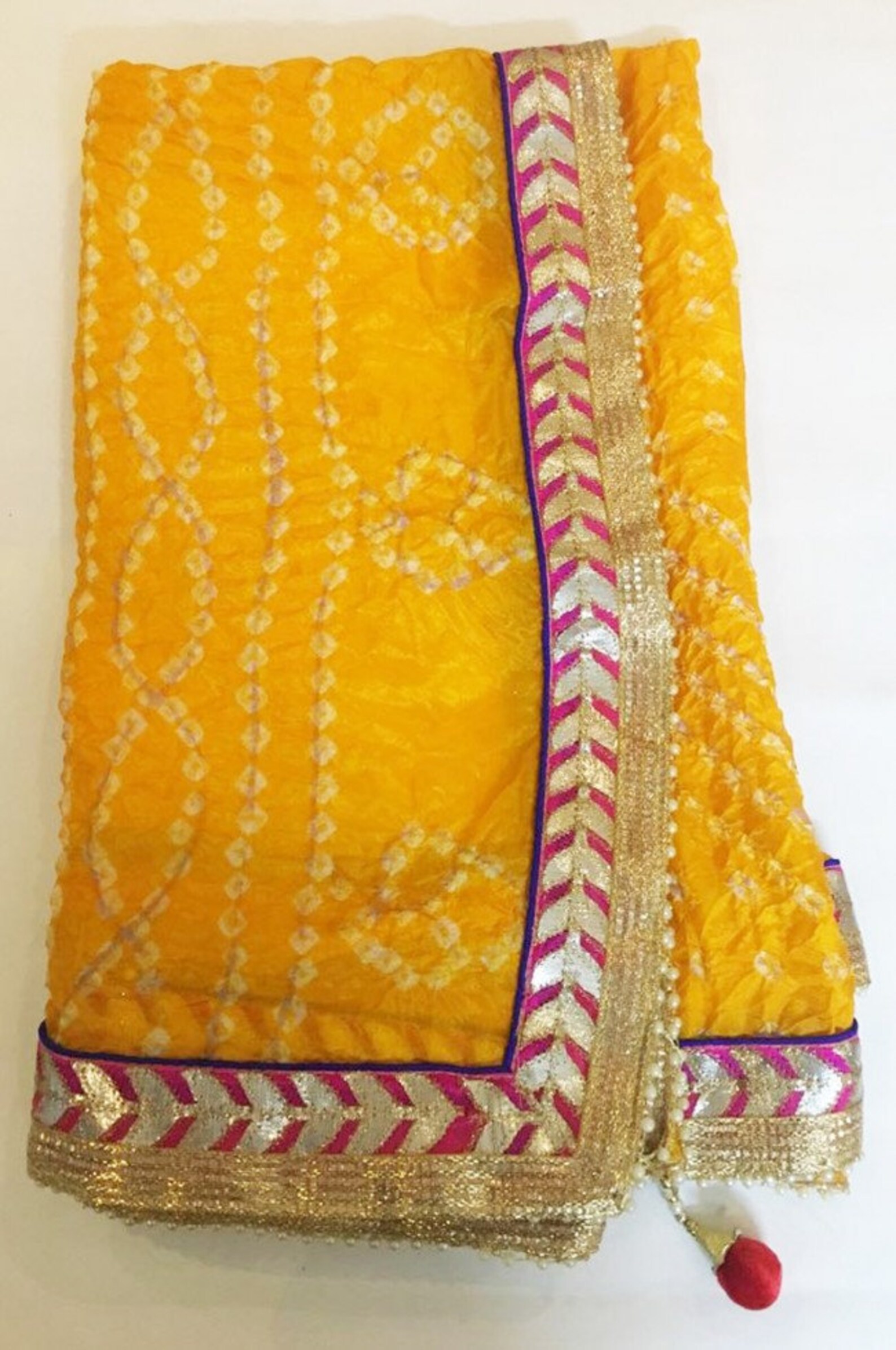 Indian Traditional Dupatta Yellow Color Silk Rajasthani Etsy