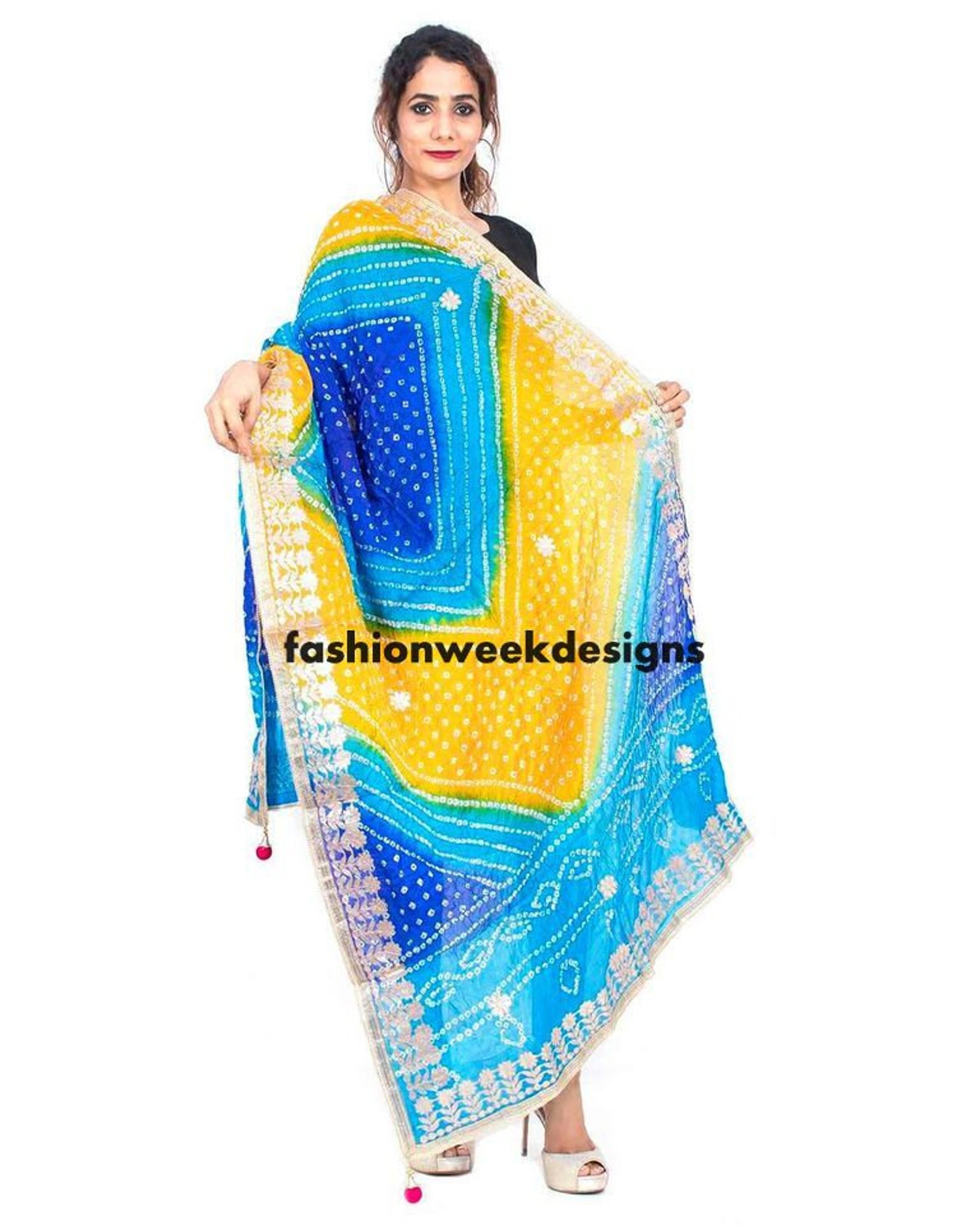 Jaipuri Rajasthani Women Silk Bandhani Bandhej suit lehengha Etsy