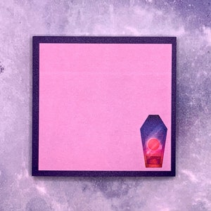 Dusk Coffin - Sticky Notepad (StickyNotes, Office Supplies, Accessories, Coffin, Writing, Notes)
