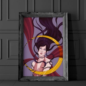 Ebb & Flow Art Print: Witchy Moon, Thorns, Original Character