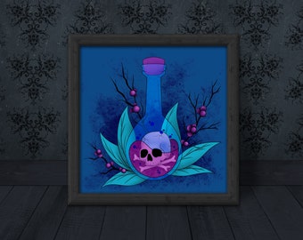 Nightshade Potion Cardstock Print: Witchy Skull Art (6x6 inch)