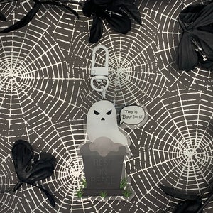BooSheet - Acrylic Charm (Keychain, Accessories, Keys, Ghost, Headstone, Grave, Sass, Funny, Original Art)