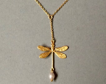 Dragonfly chain gold plated