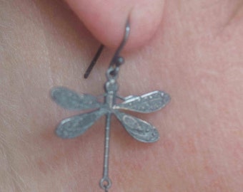 Dragonfly earrings blackened