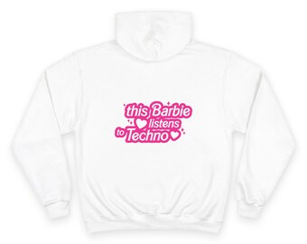 This Doll Listens to Techno Champion© Hoodie, Trendy Streetwear, Luxe Hot Pink Graphic Pullover