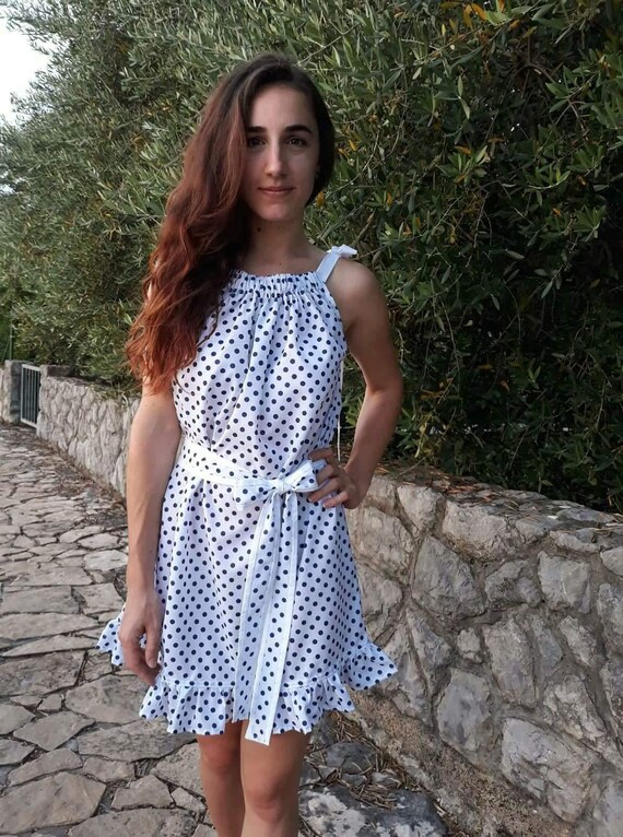 white polka dot summer dress