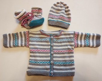 Baby set hand-knitted size 48-52