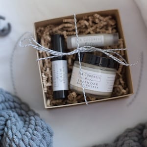 Gift Box, Gift Set, Small, All Natural Skincare, Aromatherapy Roll On, Lip Balm, Body Butter