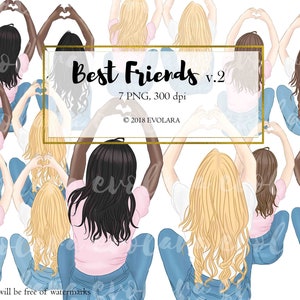 Best Friends Clipart Besties Clipart BFF Clipart Soul Sisters Clipart Sister Gift Girlfriends Custom Besties Customizable Clipart Galentines
