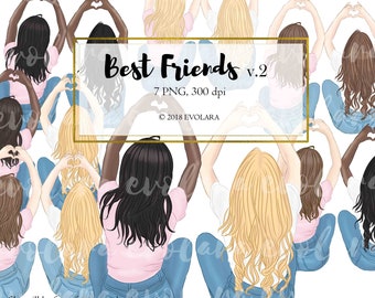 Beste Freunde Clipart Besties Clipart BFF Clipart Soul Sisters Clipart Schwester Geschenk Freundinnen Benutzerdefinierte Besties anpassbare Clipart Galentines