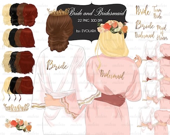 Bridesmaid Clipart Bride Robe Clipart Best Friends Clipart Bride Tribe Customizable Clipart Bachelorette Party Wedding Team Bride Clip Art