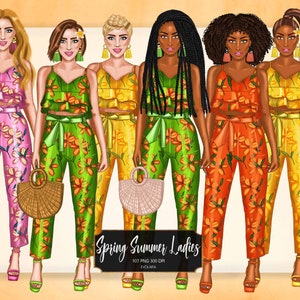 Spring Girl Clipart Fashion Girl Clipart African American Afro Girls Clipart Fashionable Girls Clipart Fashion Illustrations Flowers Clipart