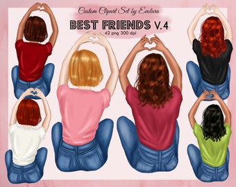 Best Friends Clipart Besties Clipart BFF Clipart Soul Sisters Clipart Sister Gift Girlfriends Custom Besties Customizable Clipart Galentines