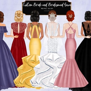 Bride Clipart Bridesmaid Clipart Best Friends Clipart Wedding Dress Clipart Bridesmaid Gift Custom Bride Tribe Clipart Commercial License