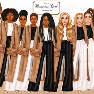 Girl Boss Clipart Fashion Girl Clipart Afroamericano Clipart Fashionable Business Girls Clipart Afro Girls Clipart Fashion Illustrations