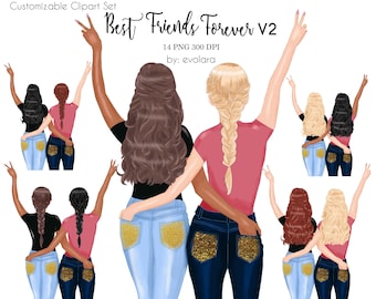 Best Friends Clipart Besties Clipart BFF Clipart Soul Sisters Clipart Sister Gift Girlfriends Custom Besties Customizable Clipart Mug Design