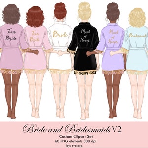 Bridesmaid Clipart Bride Robe Clipart Best Friends Clipart Bride Tribe Customizable Clipart Bachelorette Party Wedding Team Bride Clip Art