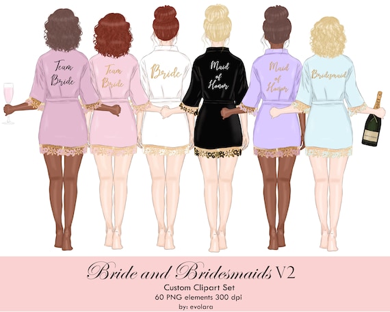 Download Bridesmaid Clipart Bride Robe Clipart Best Friends Clipart Etsy