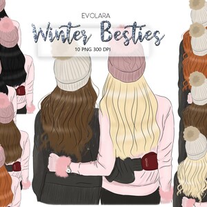 Best Friends Clipart Besties Clipart Winter Clipart Custom Clipart BFF Clipart Soul Sisters Clipart Sister Gift Girlfriends Custom Besties