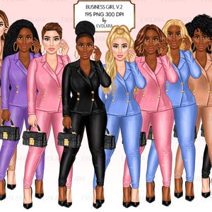 Girl Boss Clipart Fashion Girl Clipart African American Clipart Fashionable Business Girls Clipart Afro Girls Clipart Fashion Illustrations
