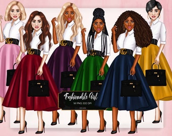 Mädchen Boss Clipart Mode Mädchen Clipart Afroamerikanische Clipart modische Mädchen Clipart Afro Mädchen Clipart Mode Illustrationen