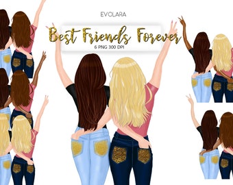 Best Friends Clipart Besties Clipart BFF Clipart Soul Sisters Clipart Sister Gift Girlfriends Custom Besties Customizable Clipart Mug Design