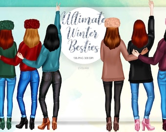 Best Friends Clipart Besties Clipart Winter Clipart Custom Clipart BFF Clipart Soul Sisters Clipart Sister Gift Girlfriends Custom Besties