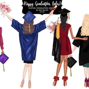 Afstuderen Clipart Afstuderen Meisjes Clipart College Senior Clipart Grad Clipart Beste Vrienden Clipart Diploma Clipart Aanpasbare Clipart