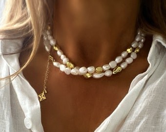 Pearl and gold necklace