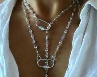 Collana a catena in argento con chiusura a moschettone