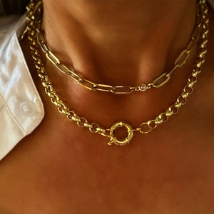 Gold Rolo necklace,Rolo chain necklace,belcher chain necklace ,gold chain necklace, spring clasp necklace