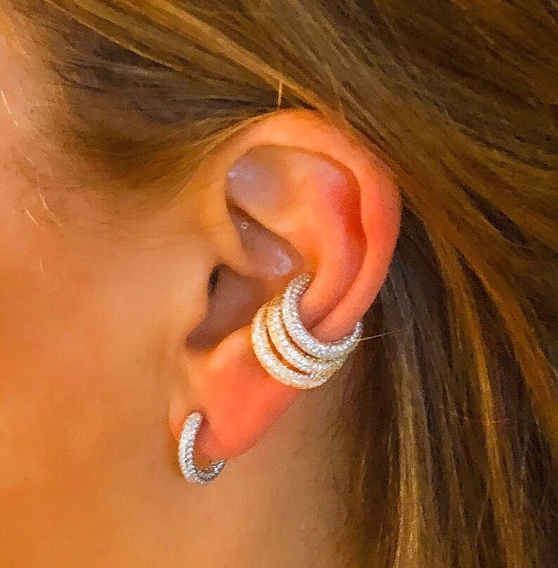 Pave Ear Cuffs cz Ear Cuffspave White Zircon Ear Cuffsear Etsy