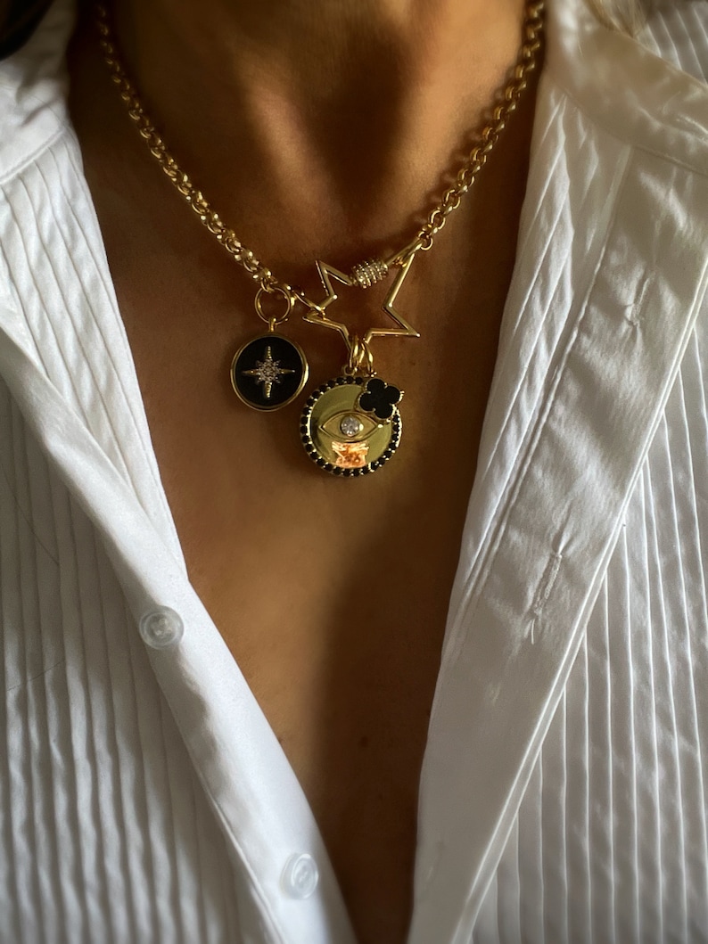 Collier porte-bonheur, collier de protection, collier de breloques chaîne rolo image 8