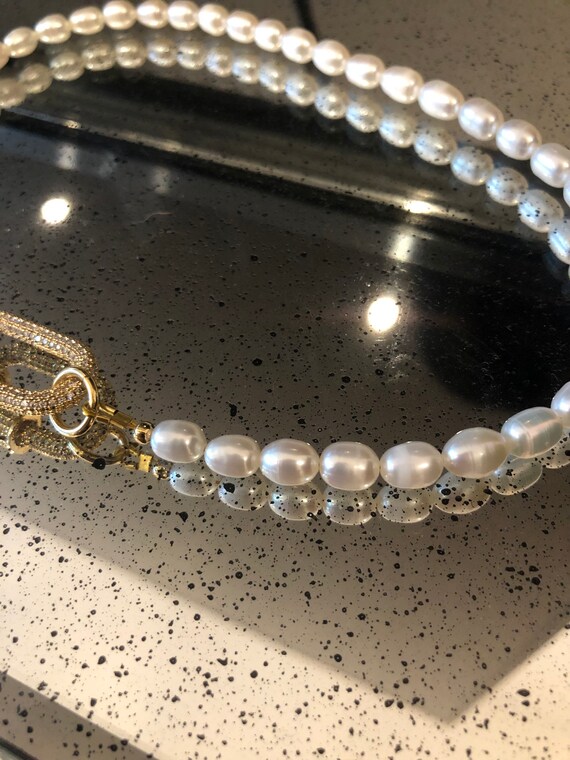 Cierre de oro gargantilla de perlas de - Etsy España