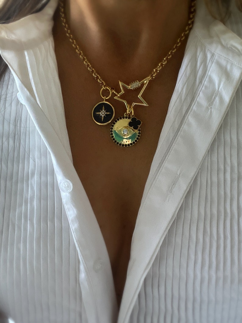 Collier porte-bonheur, collier de protection, collier de breloques chaîne rolo image 7