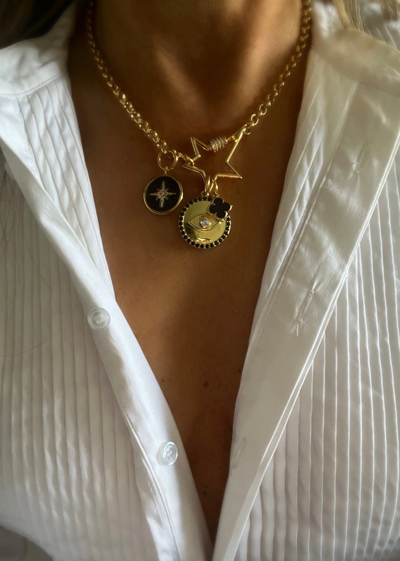 Collier porte-bonheur, collier de protection, collier de breloques chaîne rolo image 5